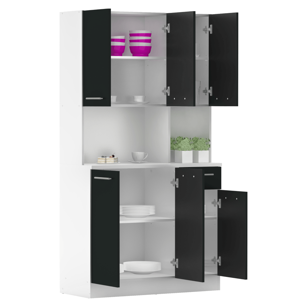 Dulap de bucatarie cu sase usi, alb/negru, PELION NEW — imaginea 3