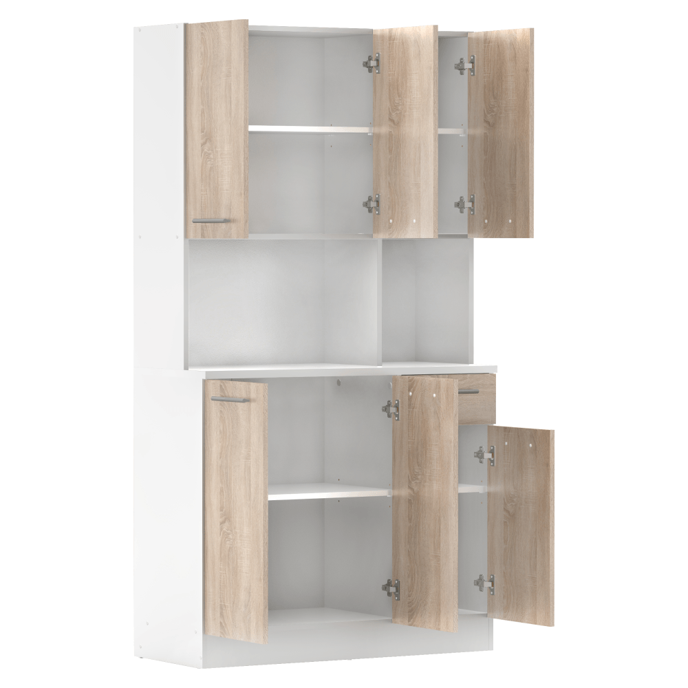 Dulap de bucatarie cu sase usi, alb/stejar sonoma, PELION NEW — imaginea 5