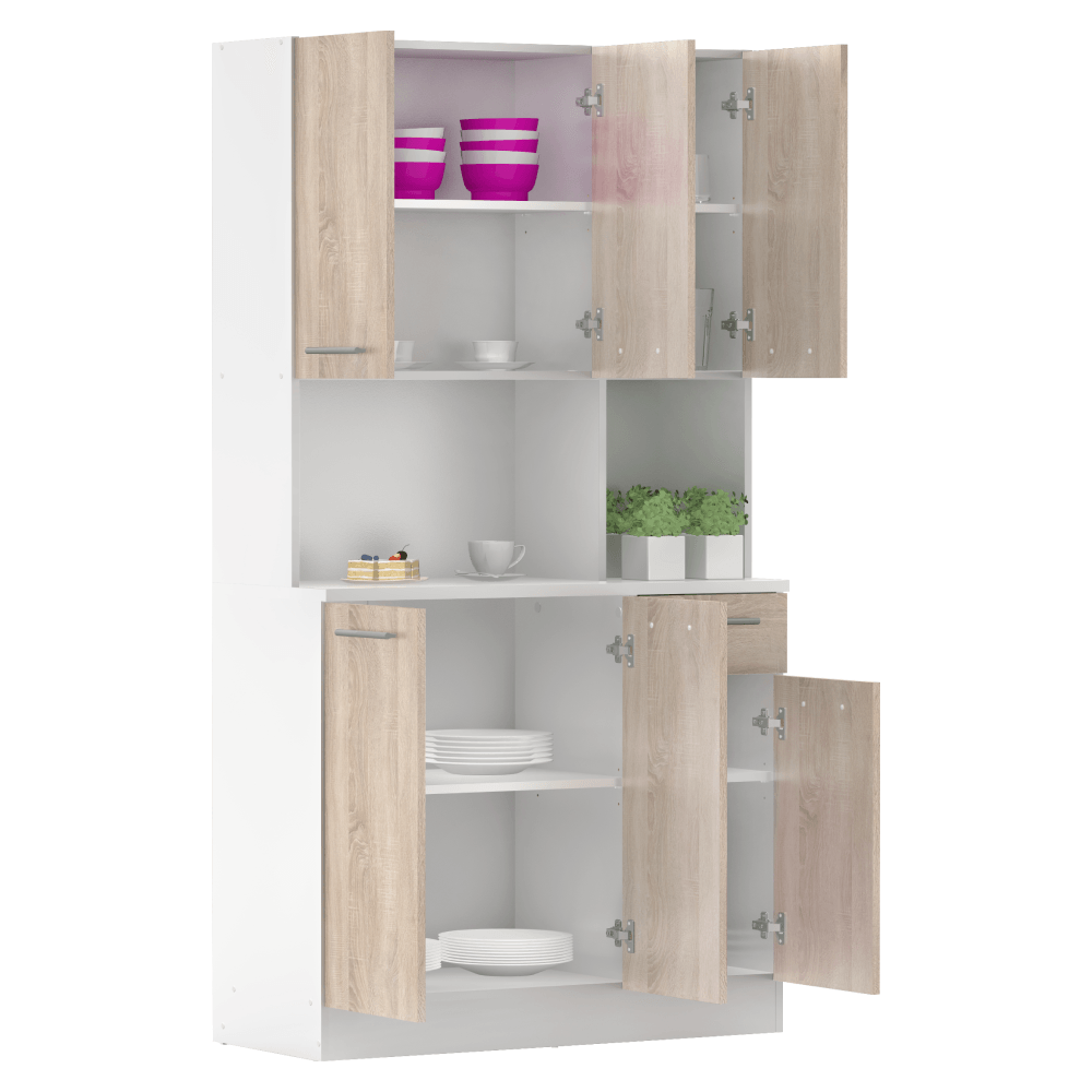 Dulap de bucatarie cu sase usi, alb/stejar sonoma, PELION NEW — imaginea 6