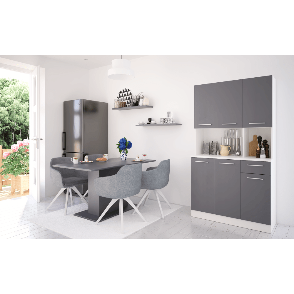 Dulap de bucatarie cu sase usi, alb/grafit, PELION NEW — imaginea 7