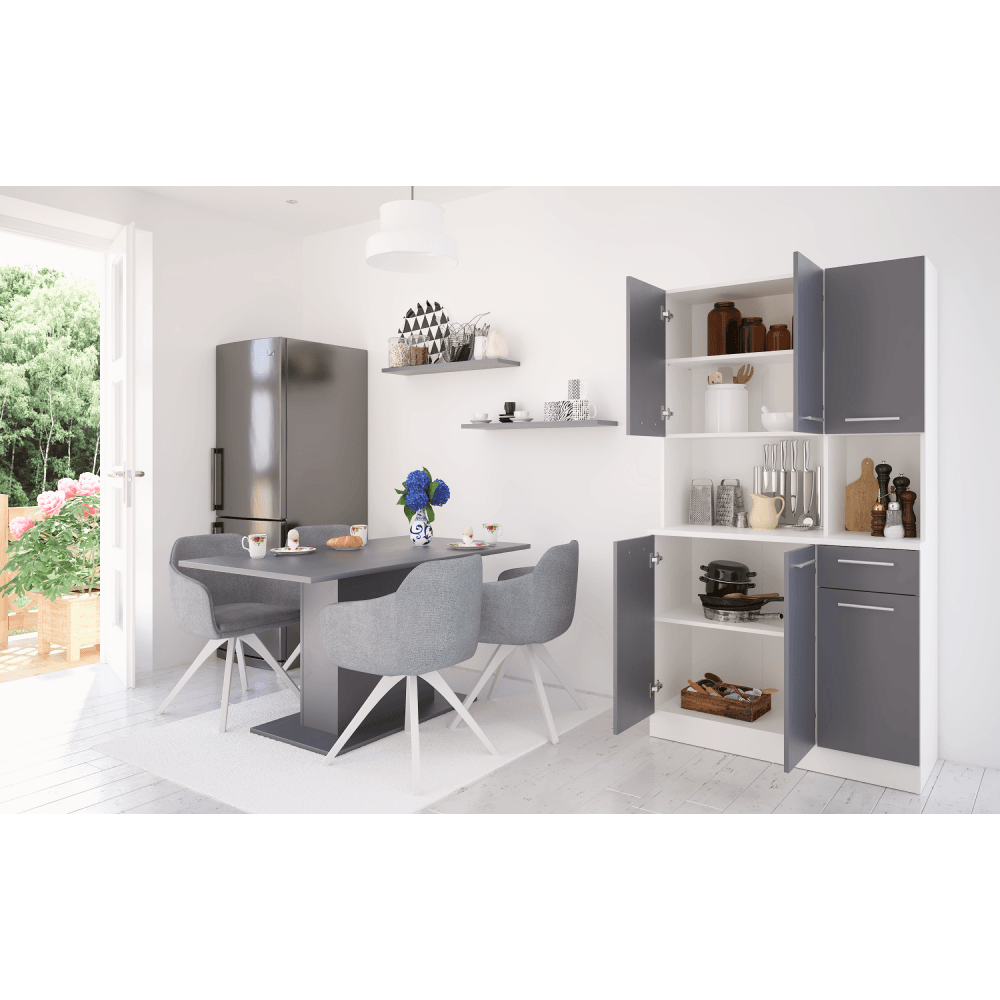 Dulap de bucatarie cu sase usi, alb/grafit, PELION NEW — imaginea 8