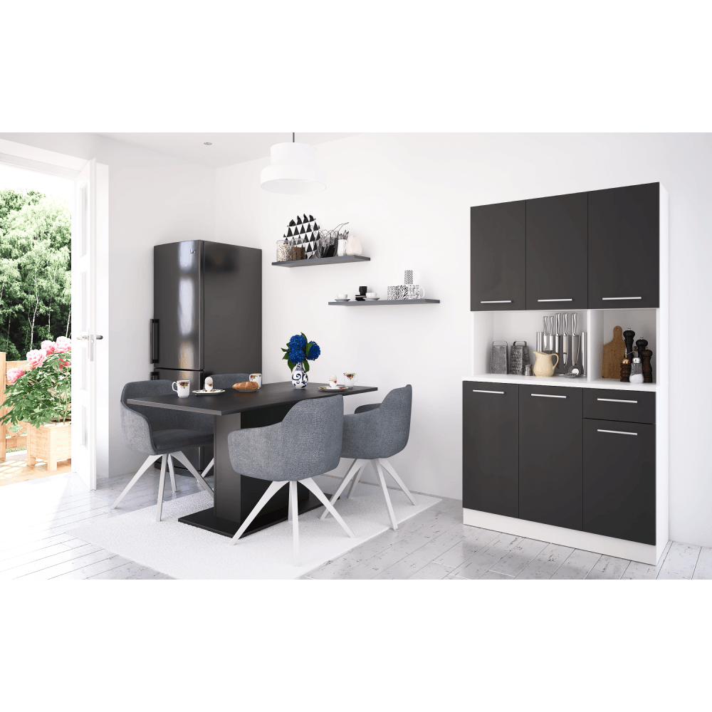 Dulap de bucatarie cu sase usi, alb/negru, PELION NEW — imaginea 7