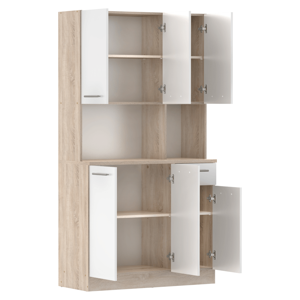 Dulap de bucatarie cu sase usi, stejar sonoma/alb, PELION NEW — imaginea 2