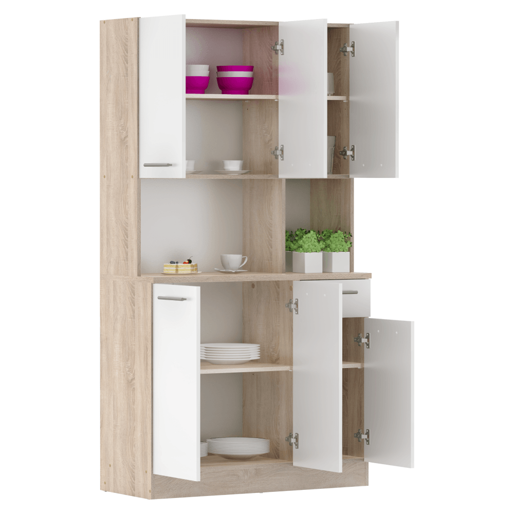 Dulap de bucatarie cu sase usi, stejar sonoma/alb, PELION NEW — imaginea 3