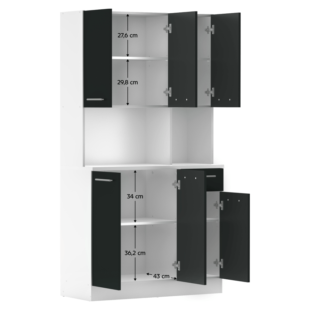 Dulap de bucatarie cu sase usi, alb/negru, PELION NEW — imaginea 9