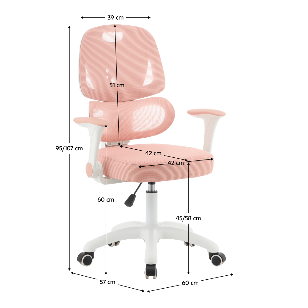 Scaun rotativ, roz/alb, LISTER — imaginea 2