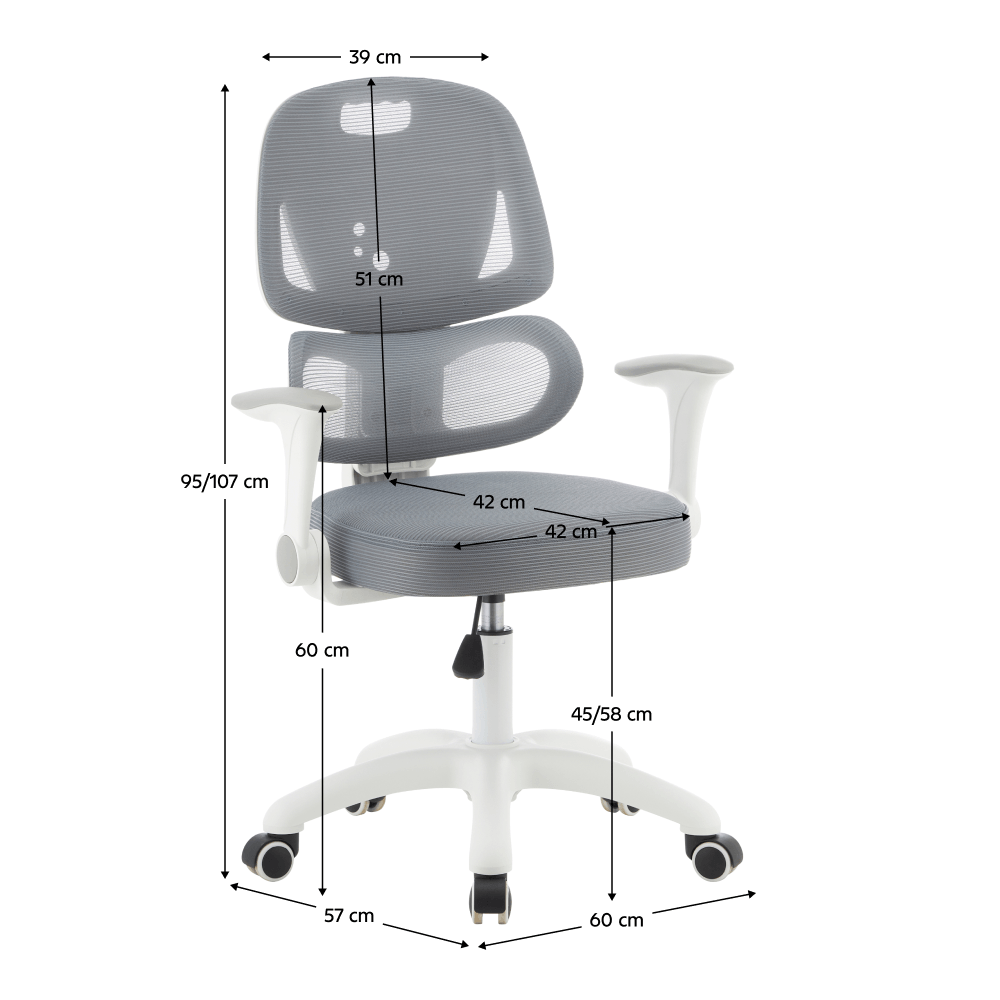 Scaun rotativ, gri/alb, LISTER — imaginea 2