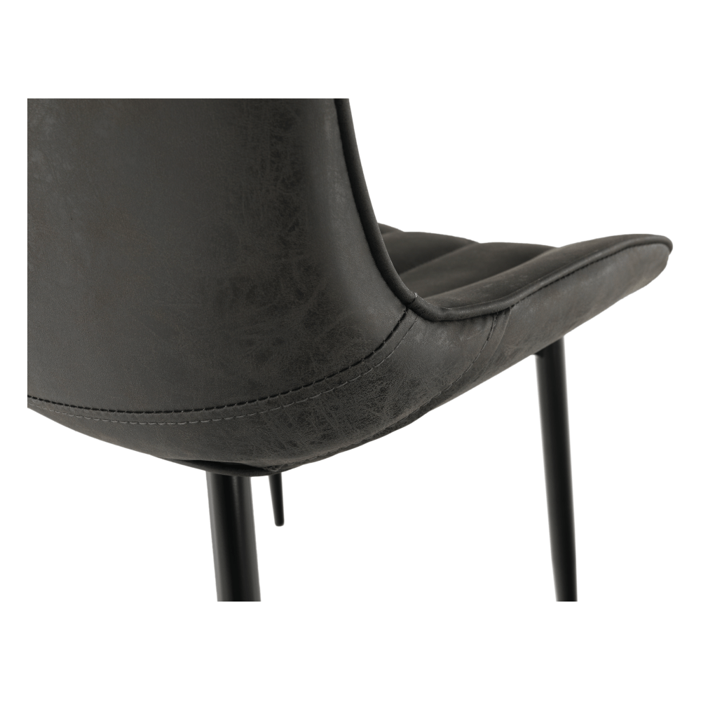 Scaun, piele ecologica gri inchis/negru, HAZAL — imaginea 3
