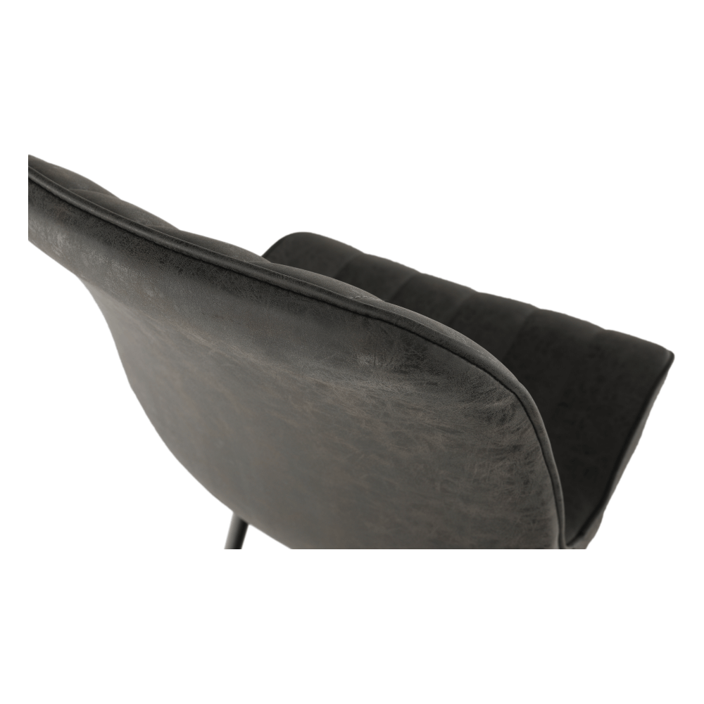 Scaun, piele ecologica gri inchis/negru, HAZAL — imaginea 4