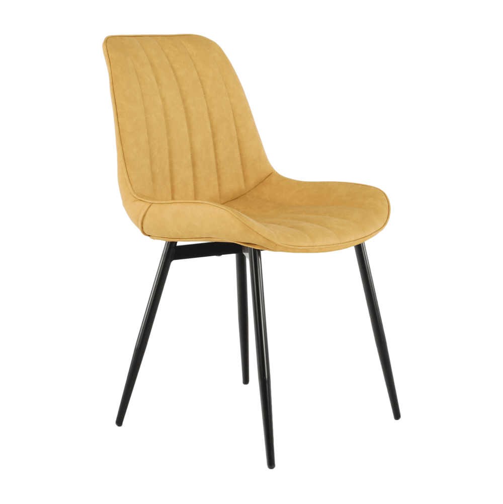 Scaun, piele ecologica galben/negru, HAZAL — imaginea 6