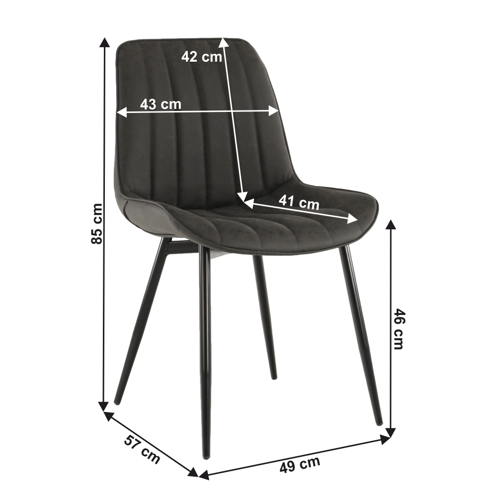 Scaun, piele ecologica gri inchis/negru, HAZAL — imaginea 14