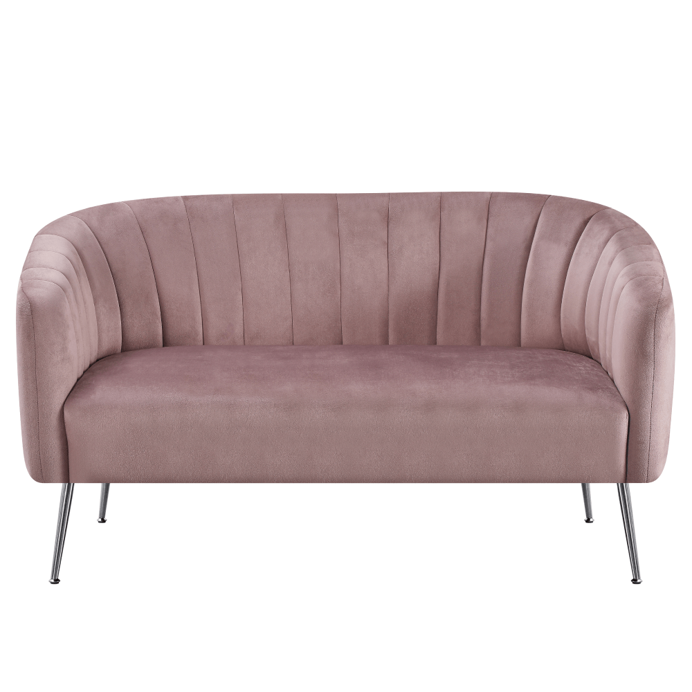 Canapea de design cu 2 locuri, tesatura Velvet roz/crom-argintiu, BAGY — imaginea 6