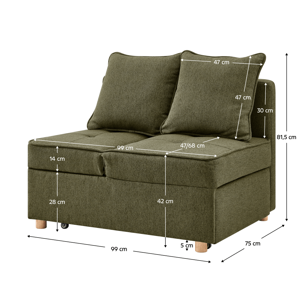 Canapea extensibila, verde, OSVALDO — imaginea 2