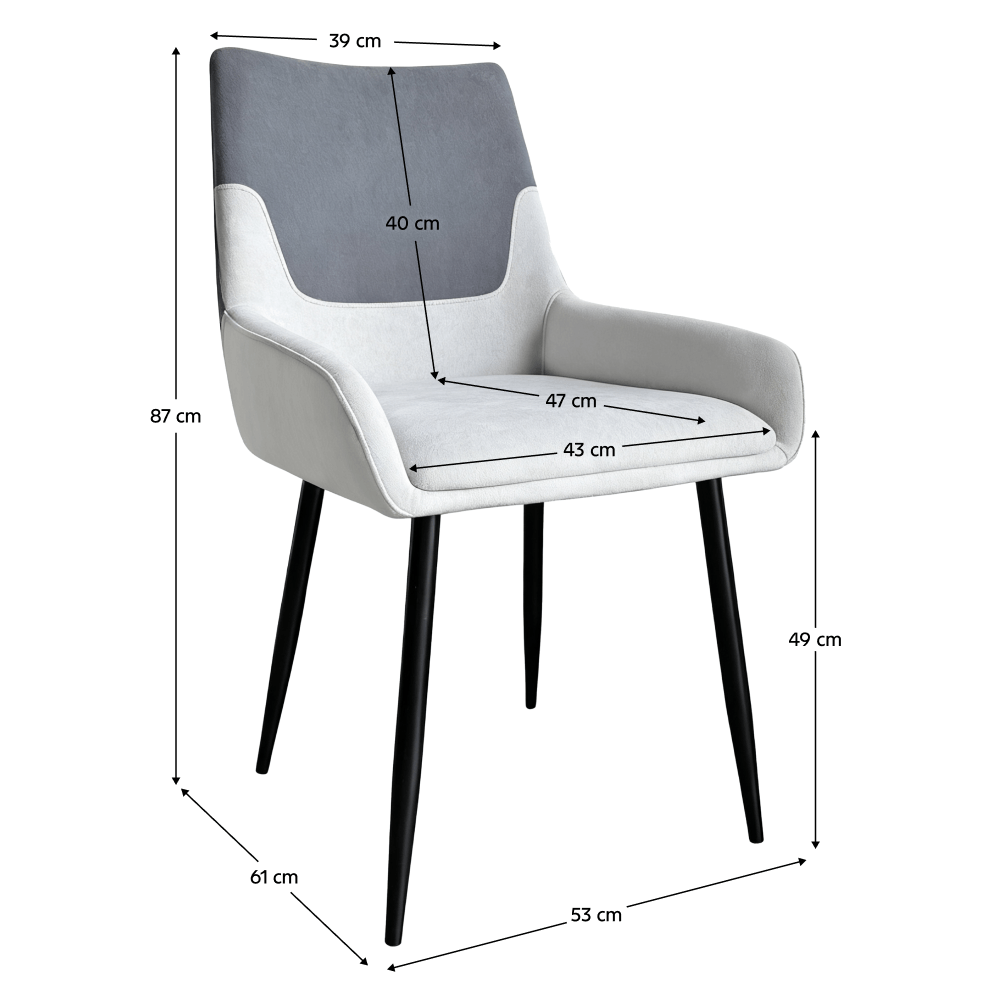 Scaun de sufragerie, gri inchis/gri deschis/negru, ADRINA — imaginea 5