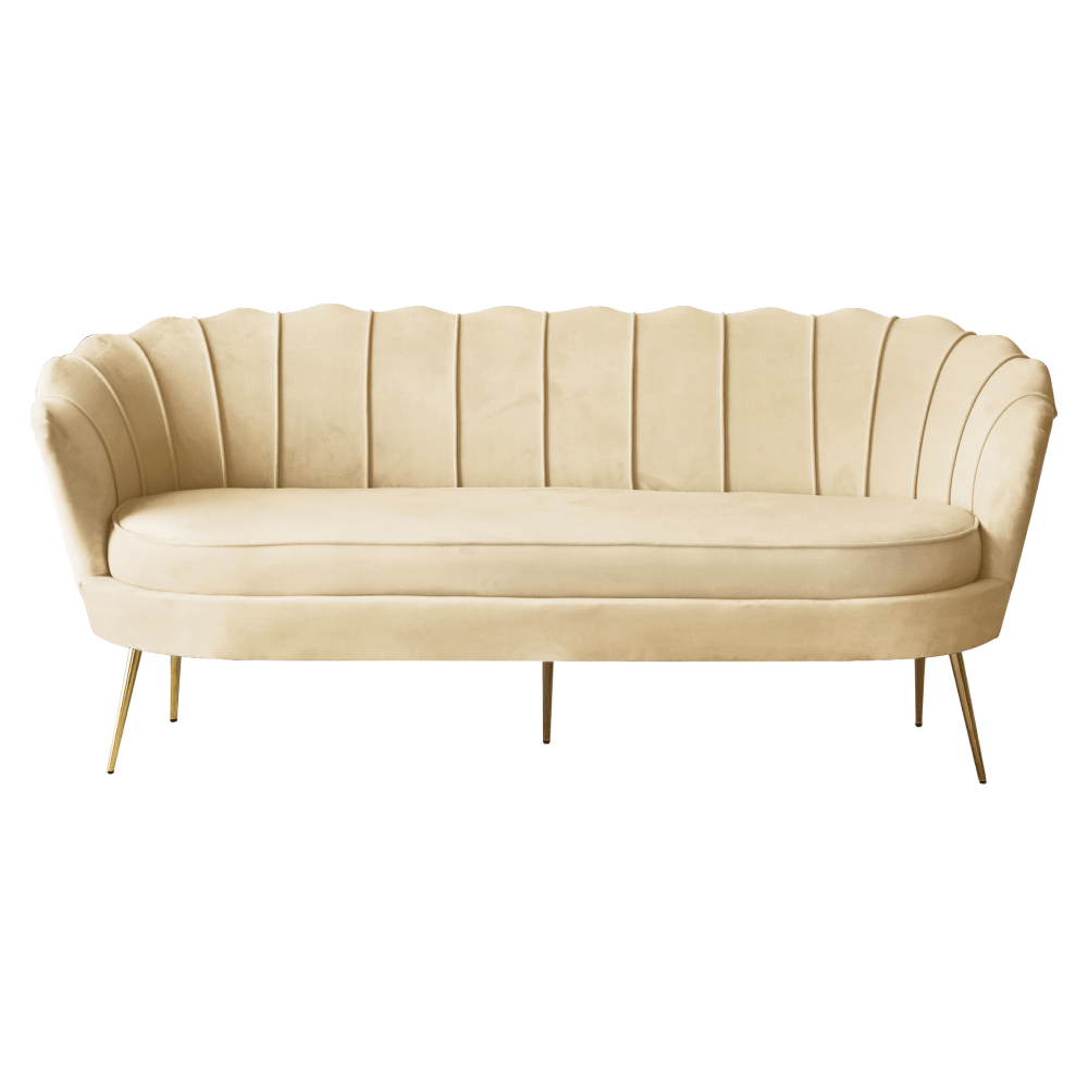 Canapea de lux, cu 3 locuri, tesatura Velvet bej/auriu, Art-deco, NOBLEO TYP 2 — imaginea 2