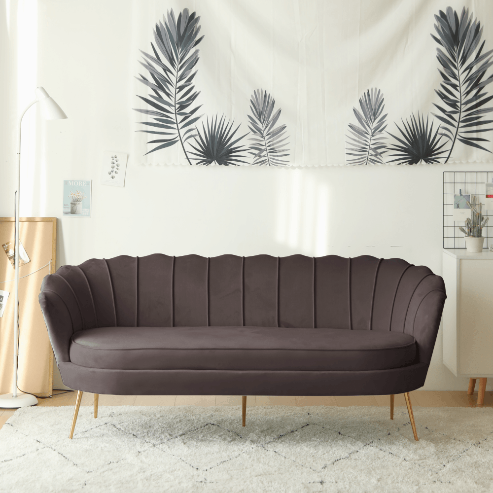 Canapea de lux, cu 3 locuri, tesatura Velvet gri-maro/auriu, Art-deco, NOBLEO TYP 2 — imaginea 3