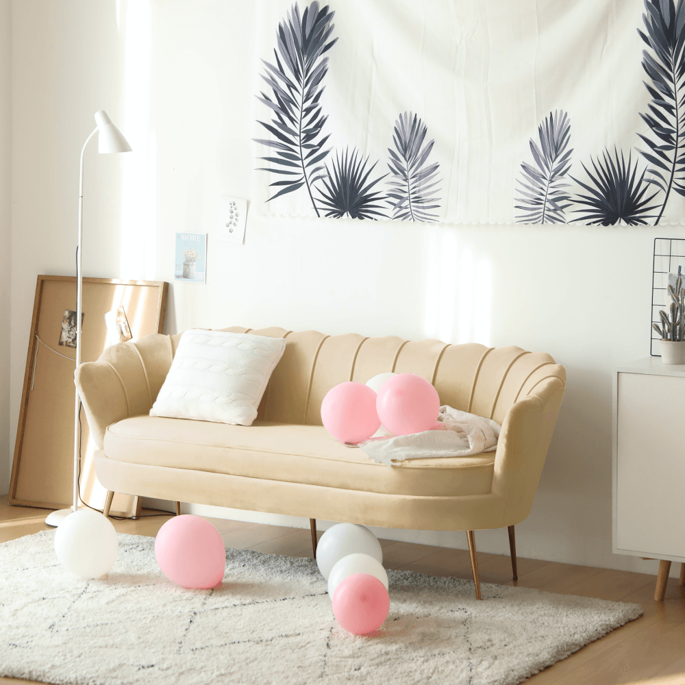 Canapea de lux, cu 3 locuri, tesatura Velvet bej/auriu, Art-deco, NOBLEO TYP 2 — imaginea 5