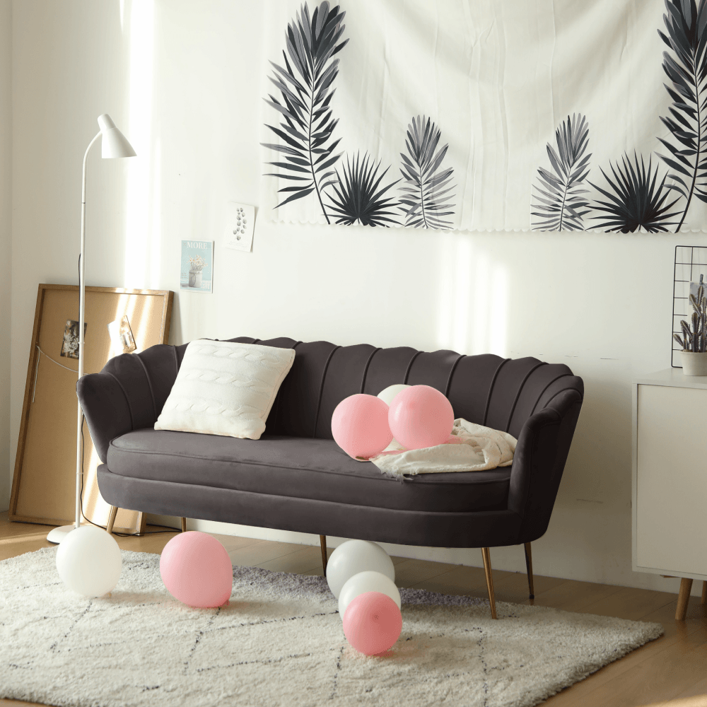 Canapea de lux, cu 3 locuri, tesatura Velvet gri-maro/auriu, Art-deco, NOBLEO TYP 2 — imaginea 5