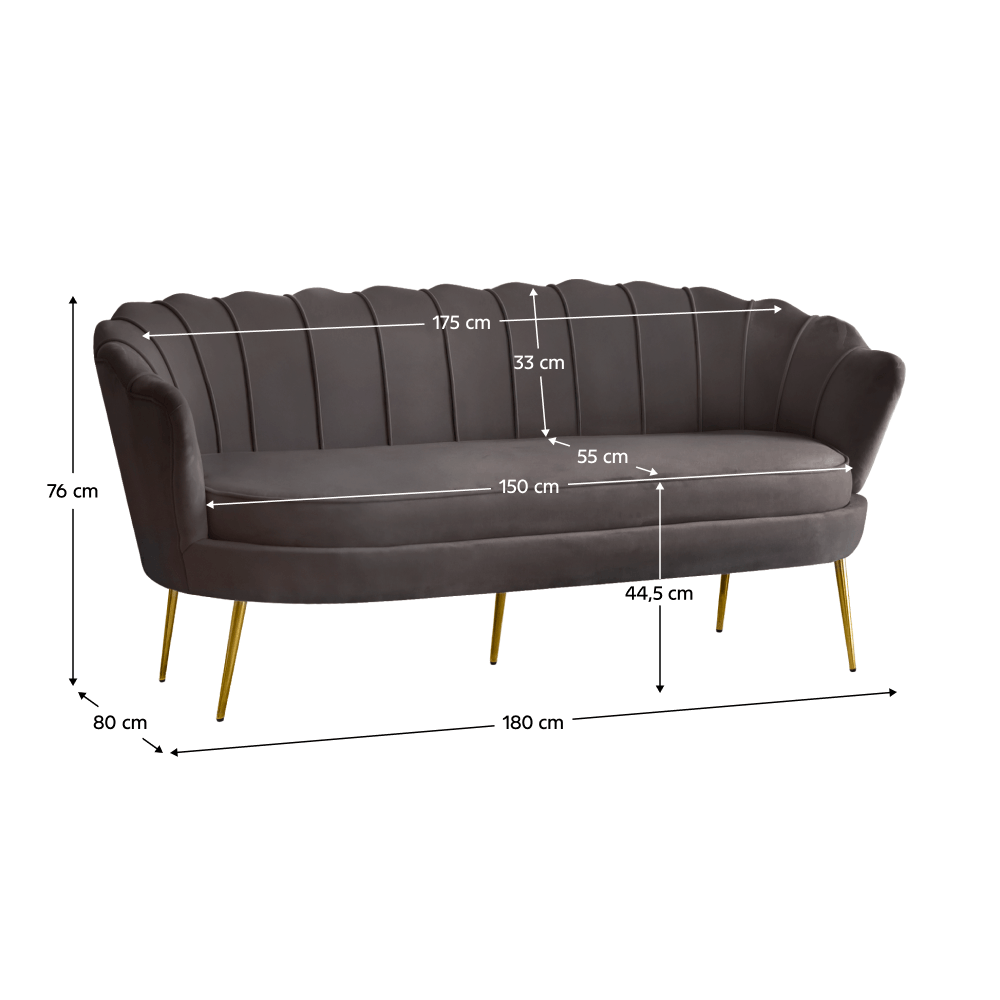 Canapea de lux, cu 3 locuri, tesatura Velvet gri-maro/auriu, Art-deco, NOBLEO TYP 2 — imaginea 6