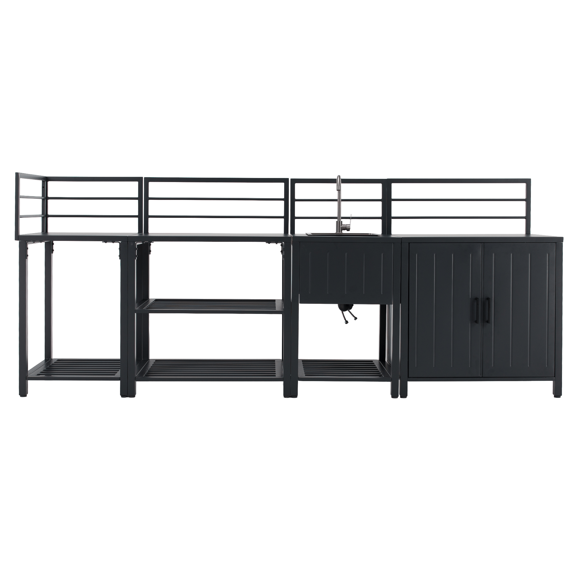 Mobilier de bucatarie de gradina cu 4 piese si chiuveta, otel, gri, TANITA — imaginea 4