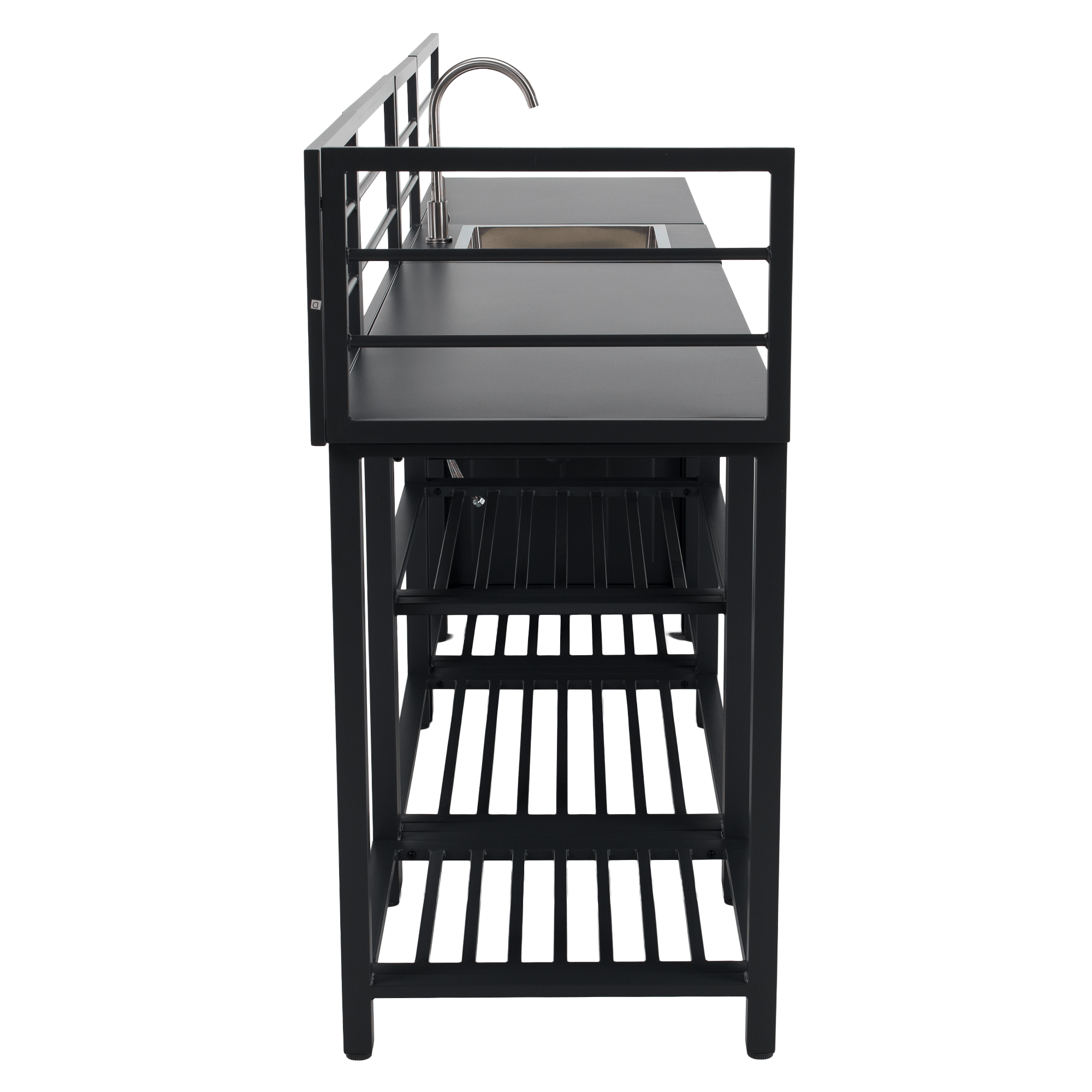 Mobilier de bucatarie de gradina cu 4 piese si chiuveta, otel, gri, TANITA — imaginea 6