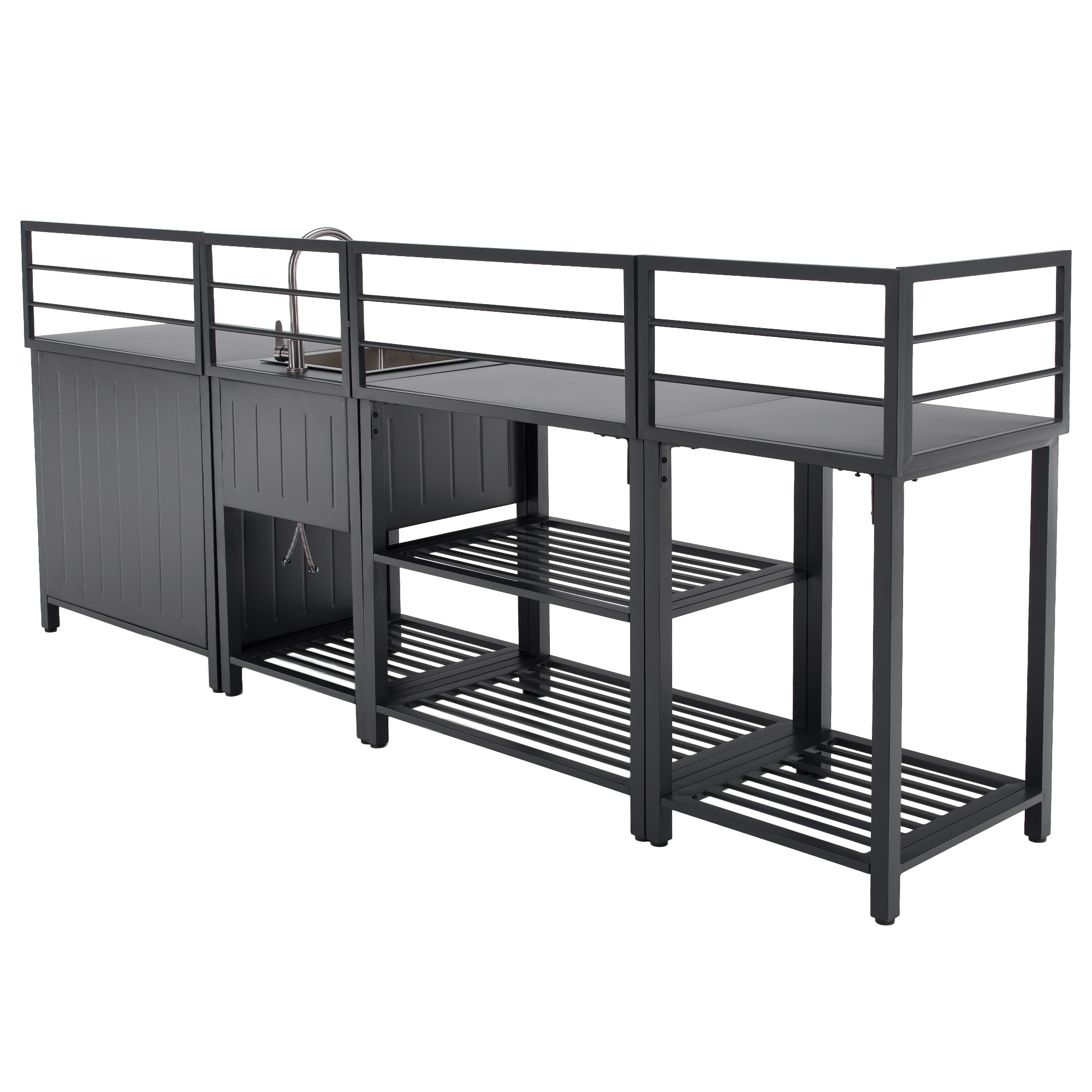 Mobilier de bucatarie de gradina cu 4 piese si chiuveta, otel, gri, TANITA — imaginea 7