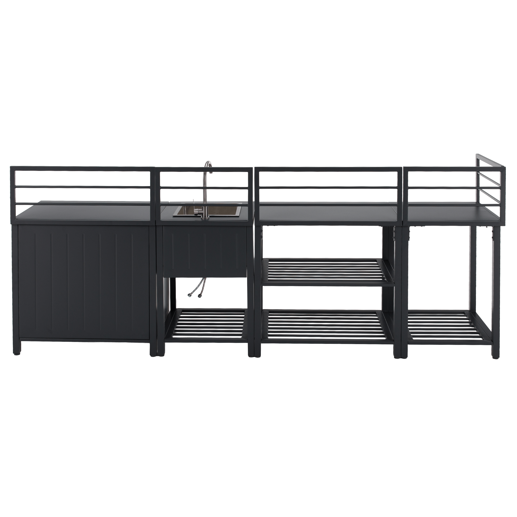 Mobilier de bucatarie de gradina cu 4 piese si chiuveta, otel, gri, TANITA — imaginea 8