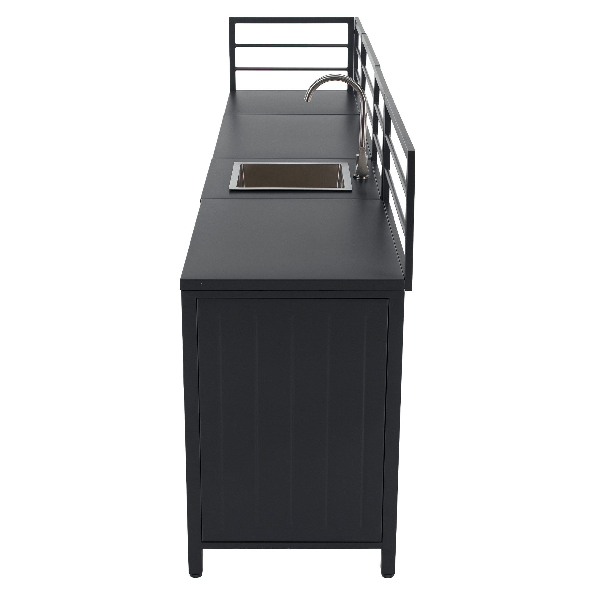Mobilier de bucatarie de gradina cu 4 piese si chiuveta, otel, gri, TANITA — imaginea 10
