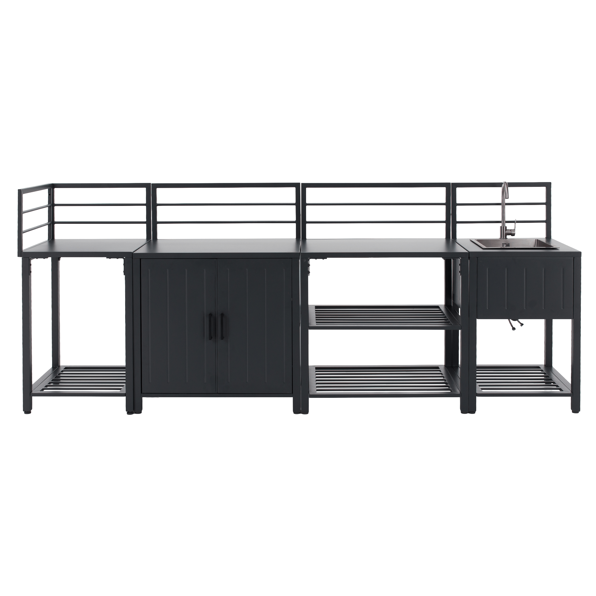 Mobilier de bucatarie de gradina cu 4 piese si chiuveta, otel, gri, TANITA — imaginea 19