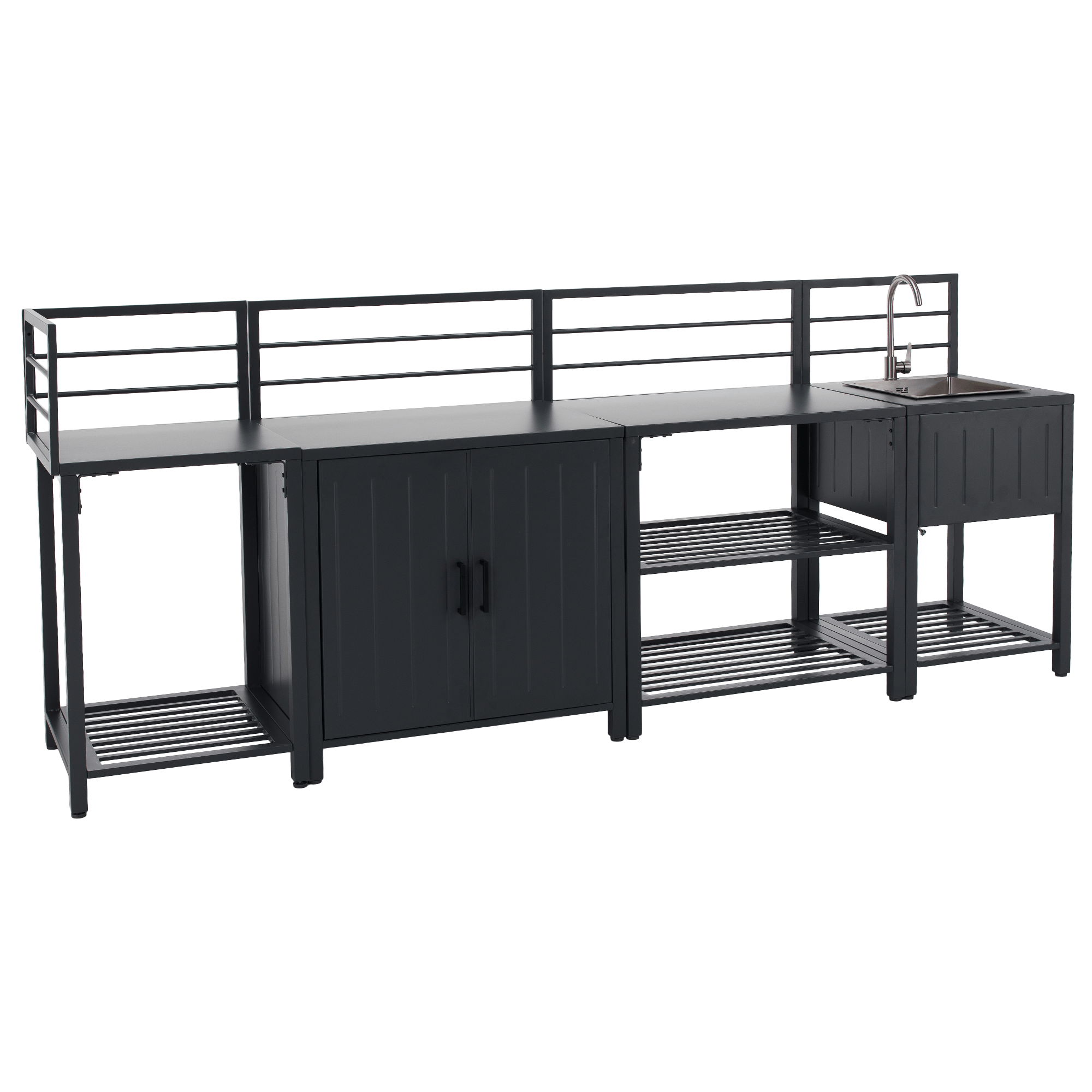 Mobilier de bucatarie de gradina cu 4 piese si chiuveta, otel, gri, TANITA — imaginea 20