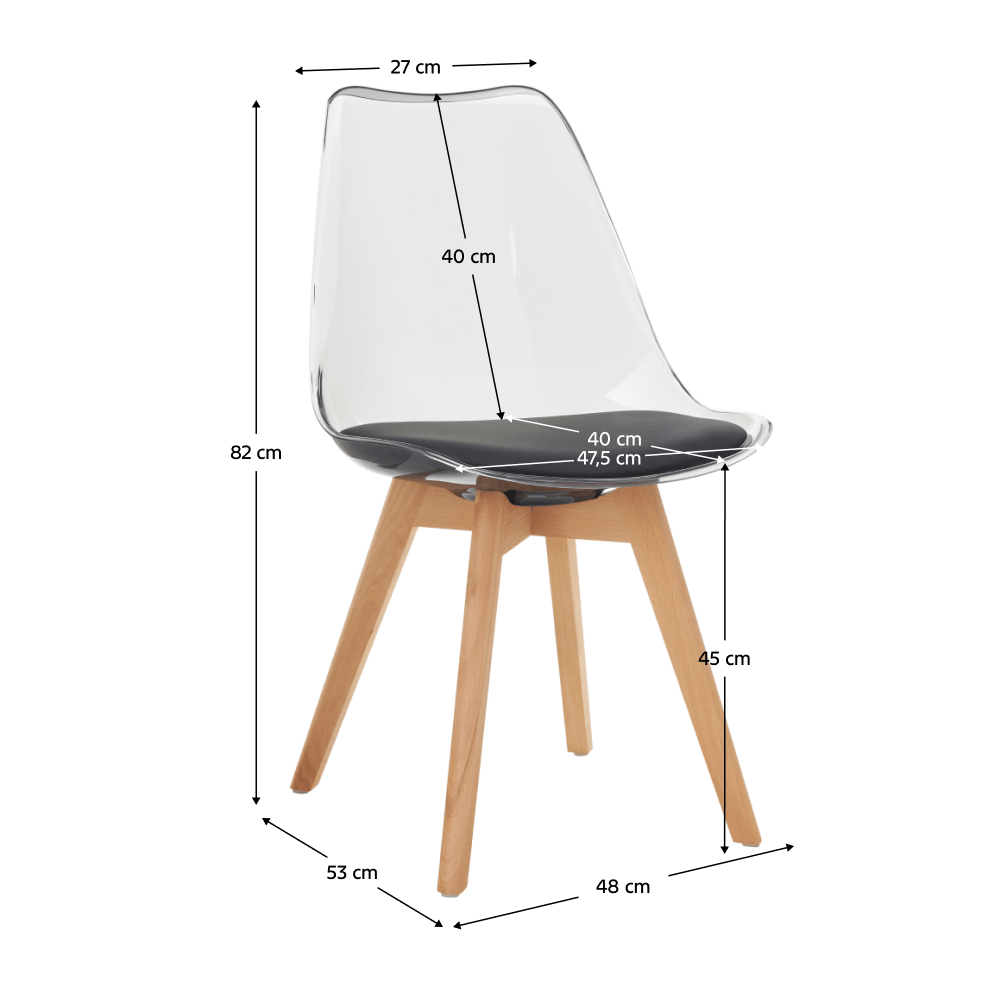 Scaun, negru transparent, acrilic/piele ecologica/fag, BALI 3 NEW — imaginea 2