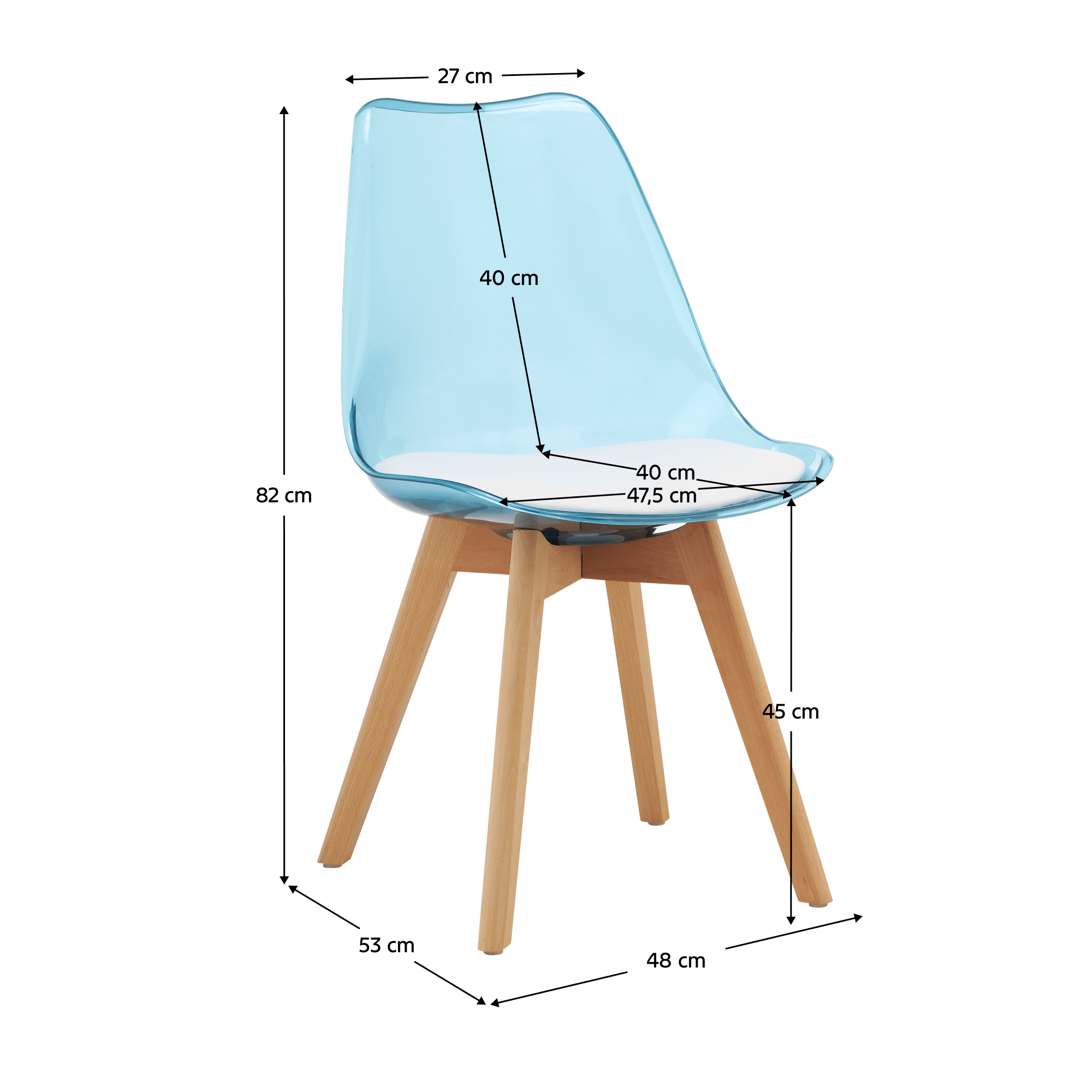 Scaun, albastru transparent, acrilic/piele ecologica/fag, BALI 3 NEW — imaginea 8