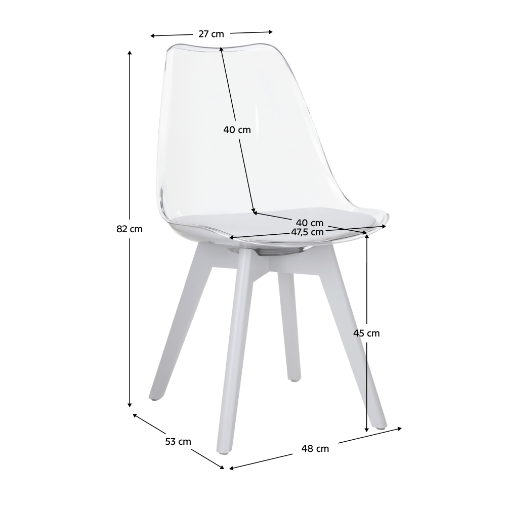 Scaun, transparent alb, acrilat/piele ecologica/alb, BALI 3 NEW — imaginea 2