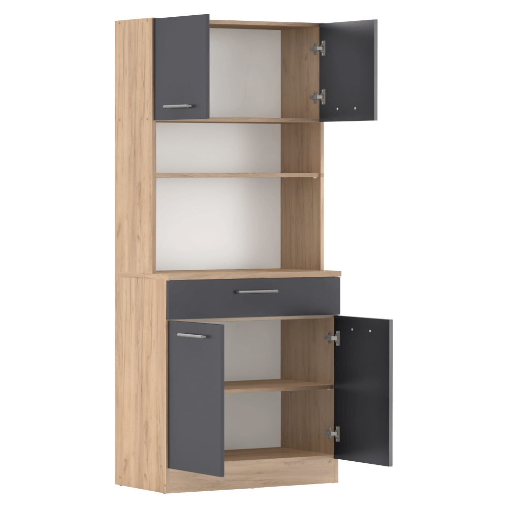 Dulap de bucatarie cu patru usi, stejar artisan/grafit, DOMIS NEW — imaginea 3