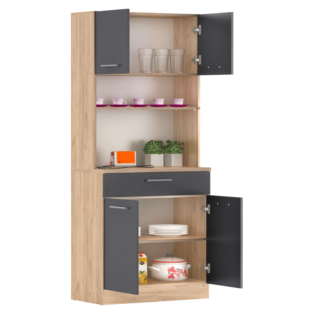 Dulap de bucatarie cu patru usi, stejar artisan/grafit, DOMIS NEW — imaginea 4