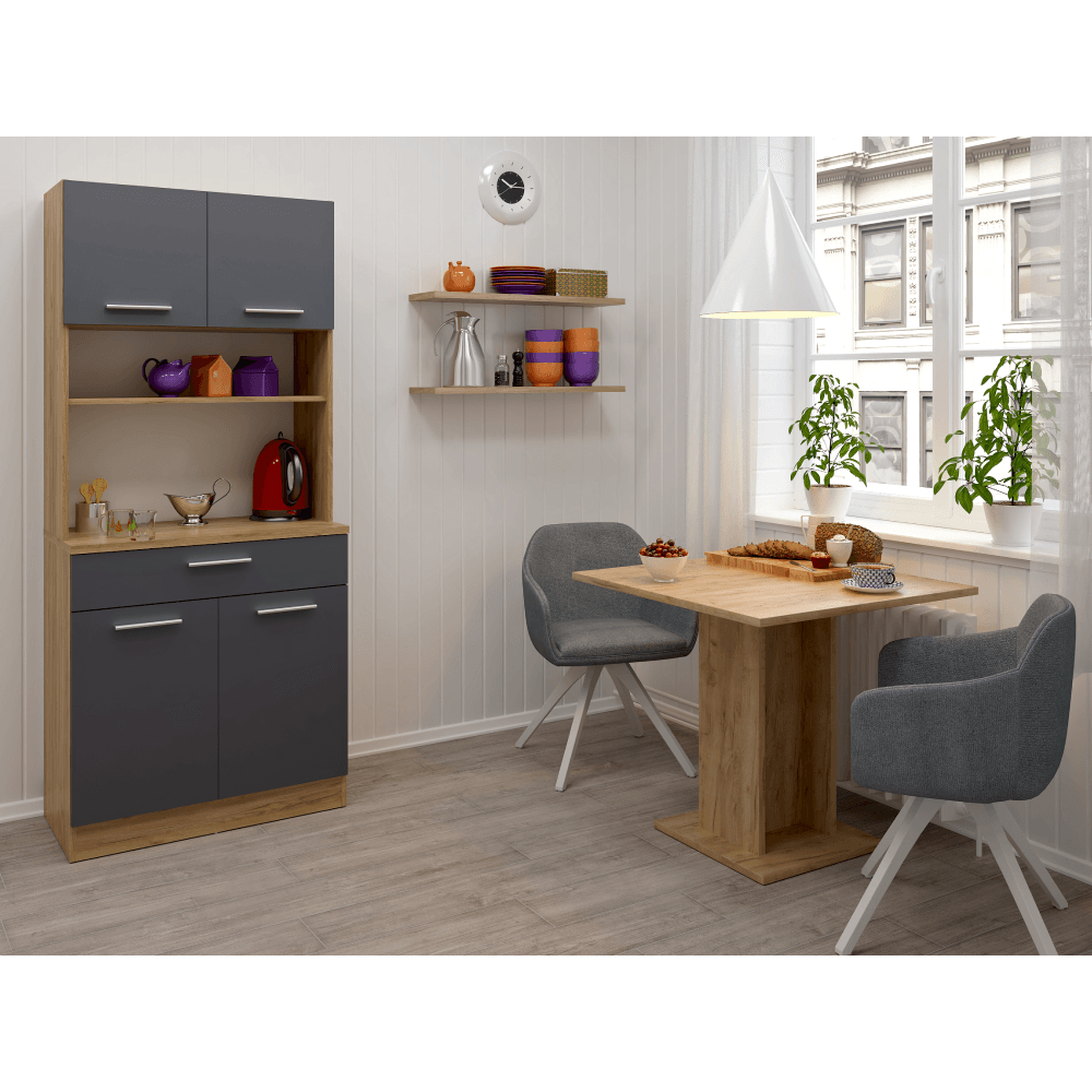Dulap de bucatarie cu patru usi, stejar artisan/grafit, DOMIS NEW — imaginea 8