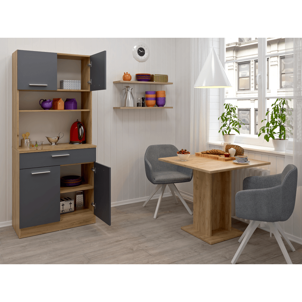 Dulap de bucatarie cu patru usi, stejar artisan/grafit, DOMIS NEW — imaginea 9