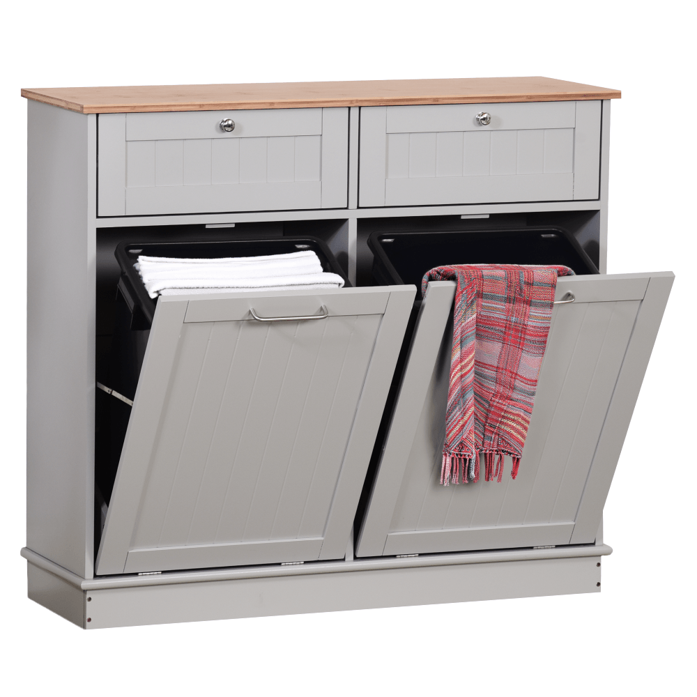 Dulap basculant cu cos de gunoi, gri/bambus, DELINS TYP 2 — imaginea 11