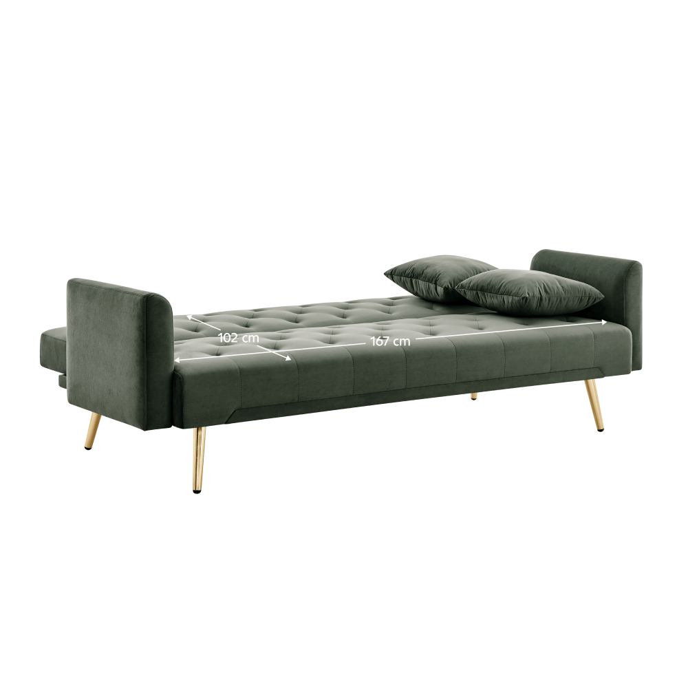 Canapea extensibila, verde inchis/gold crom-auriu, ALISIA — imaginea 5