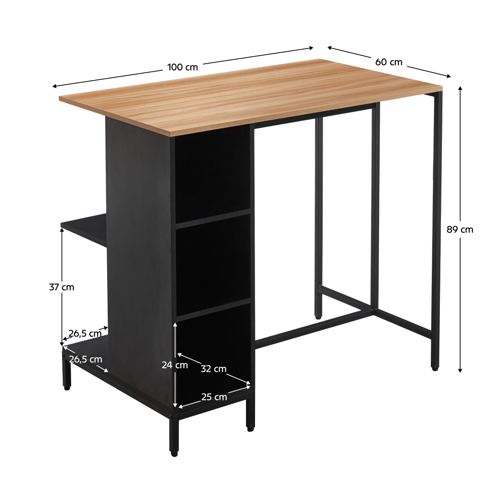 Insula de bucatarie, 100x60 cm, stejar/negru, FIGO — imaginea 2
