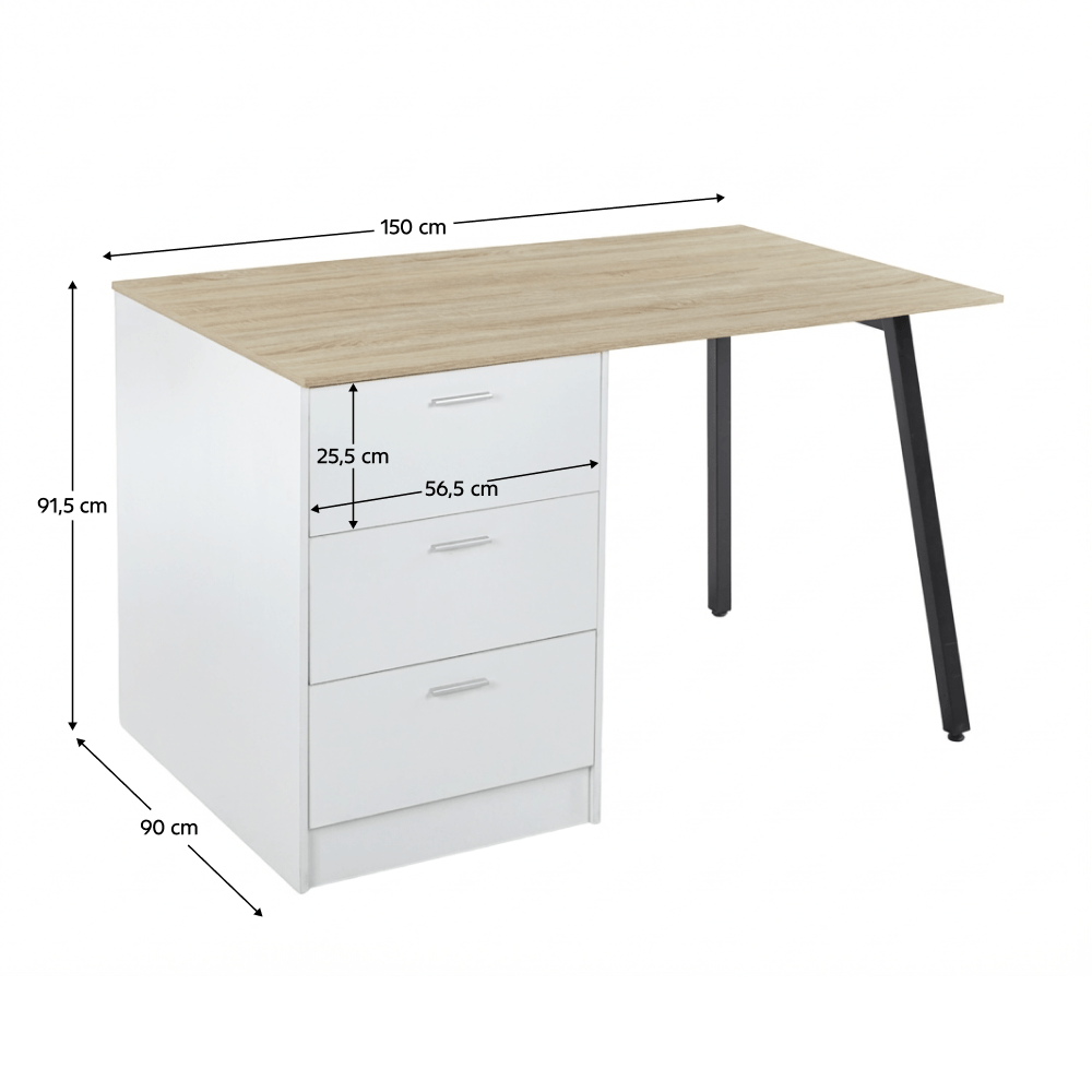 Insula de bucatarie, 150x90 cm, stejar/alb/negru, XILO — imaginea 2