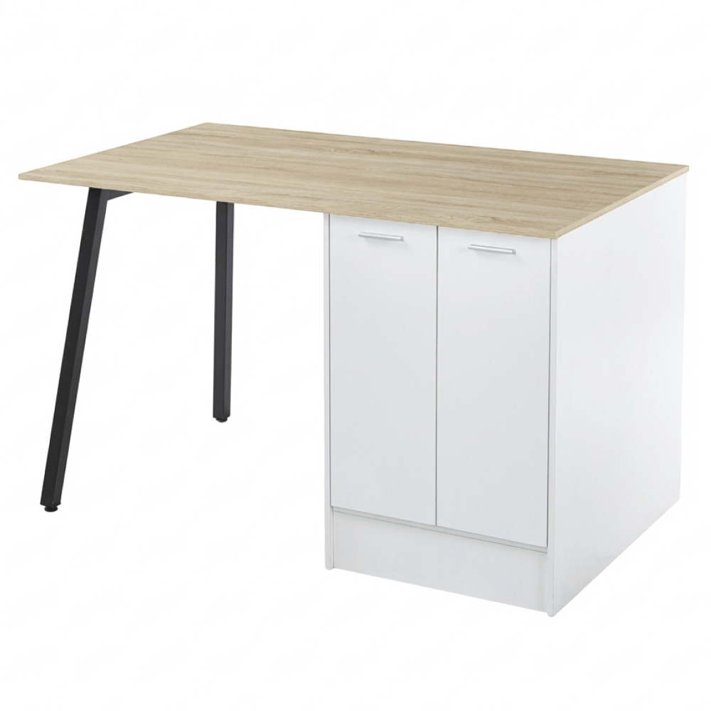 Insula de bucatarie, 150x90 cm, stejar/alb/negru, XILO — imaginea 3