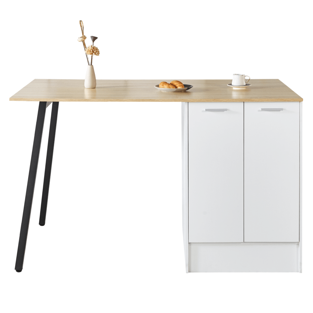 Insula de bucatarie, 150x90 cm, stejar/alb/negru, XILO — imaginea 4