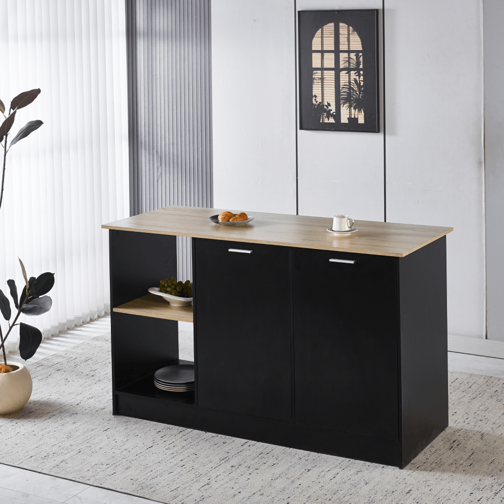 Insula de bucatarie, 150x60 cm, stejar/negru, POMPEJ — imaginea 6