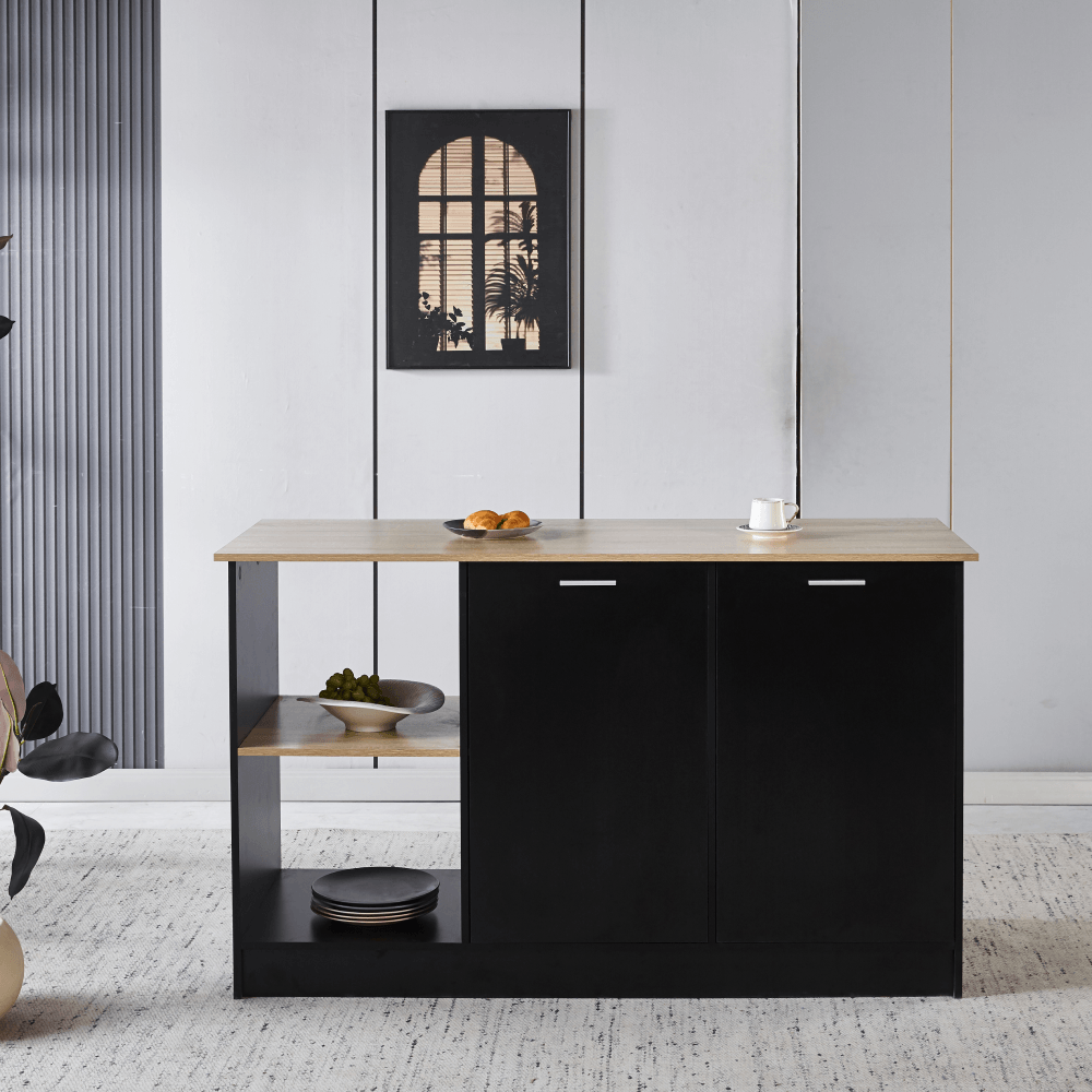 Insula de bucatarie, 150x60 cm, stejar/negru, POMPEJ — imaginea 7