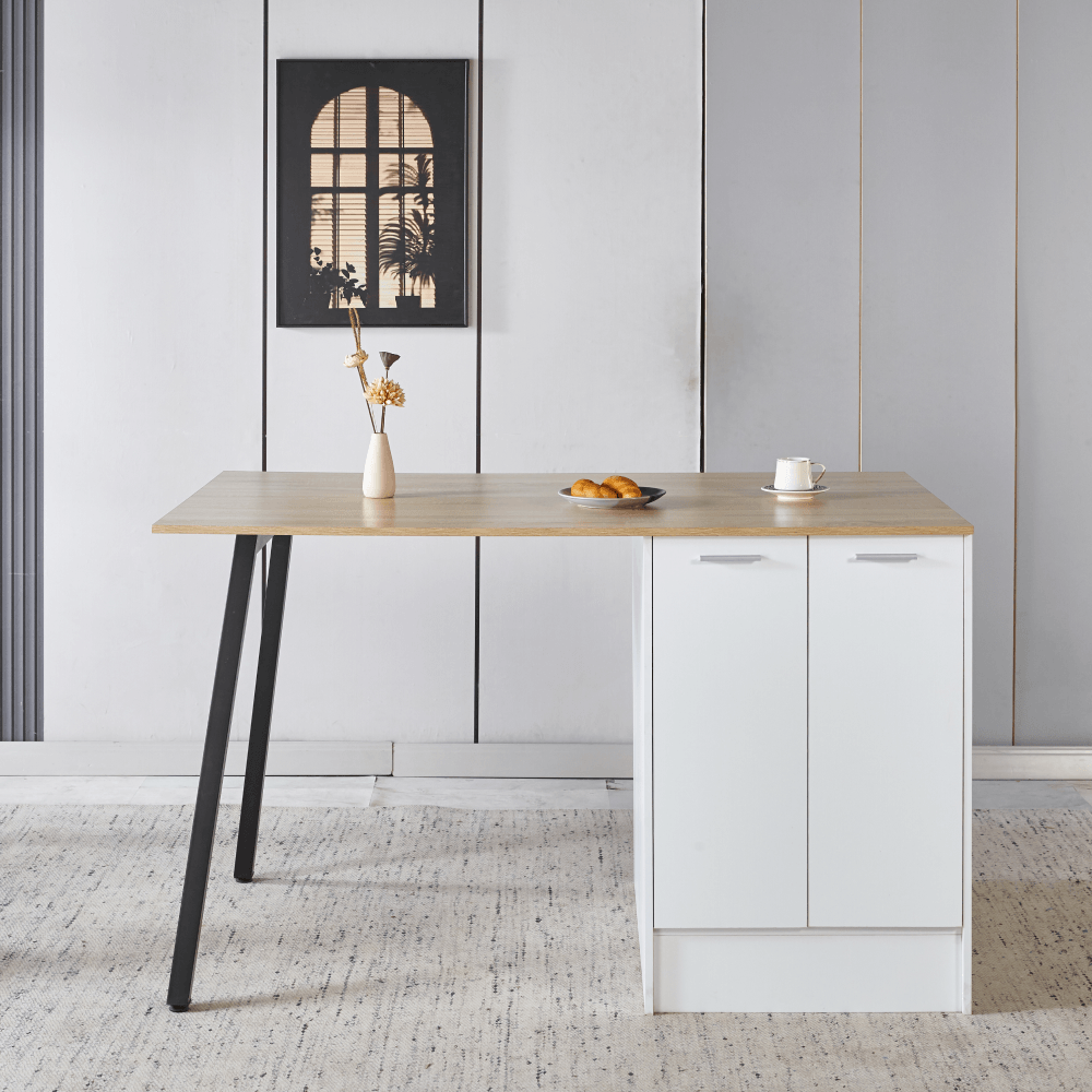 Insula de bucatarie, 150x90 cm, stejar/alb/negru, XILO — imaginea 7