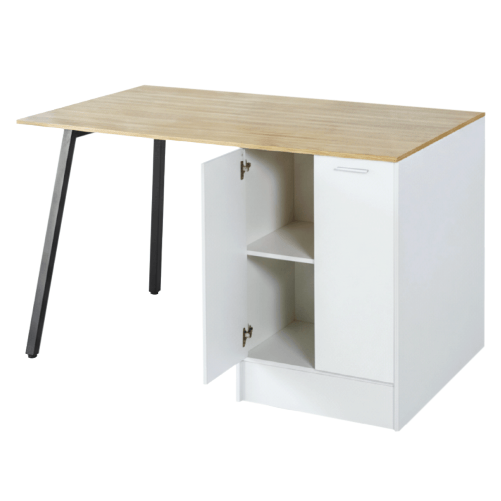Insula de bucatarie, 150x90 cm, stejar/alb/negru, XILO — imaginea 8
