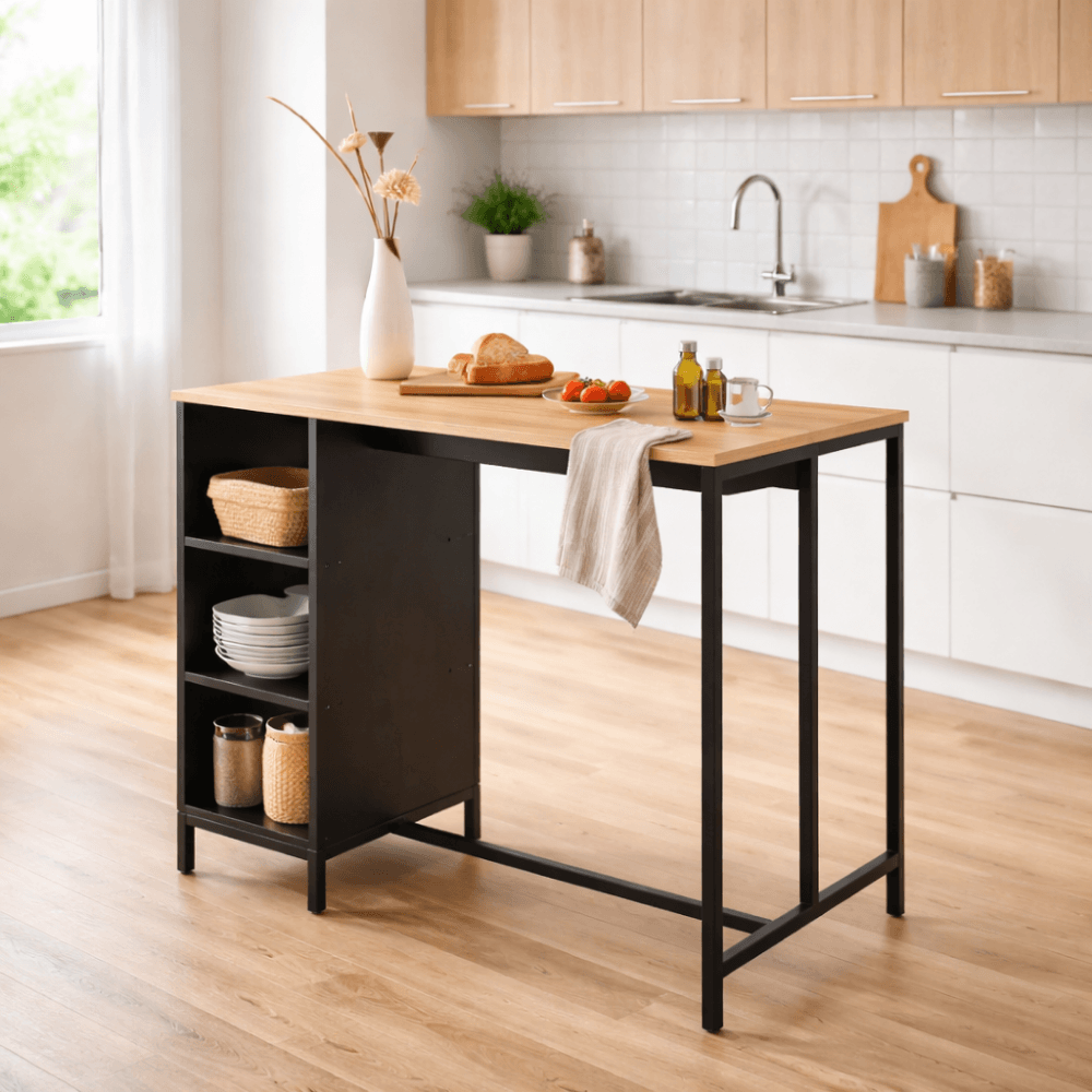 Insula de bucatarie, 100x60 cm, stejar/negru, FIGO — imaginea 11