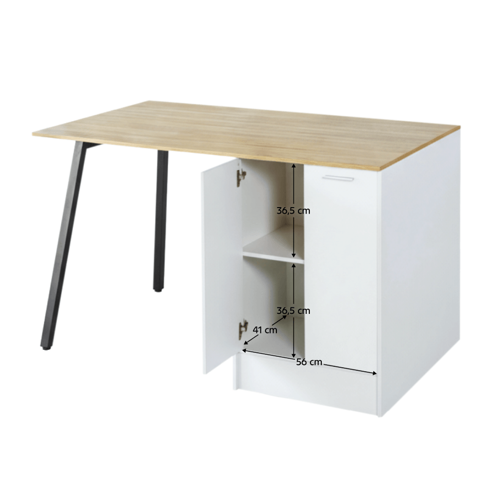 Insula de bucatarie, 150x90 cm, stejar/alb/negru, XILO — imaginea 11