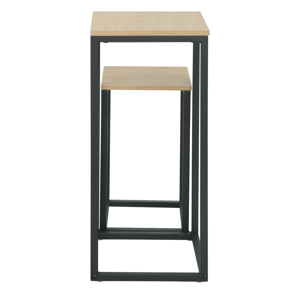 Masute auxiliare, set de 2 buc., stejar/negru, TOLSOS — imaginea 4